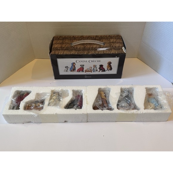 New Roman Canine Creche 7 Piece Dog Nativity Set Christmas In Box Beautiful Set! - Picture 1 of 10
